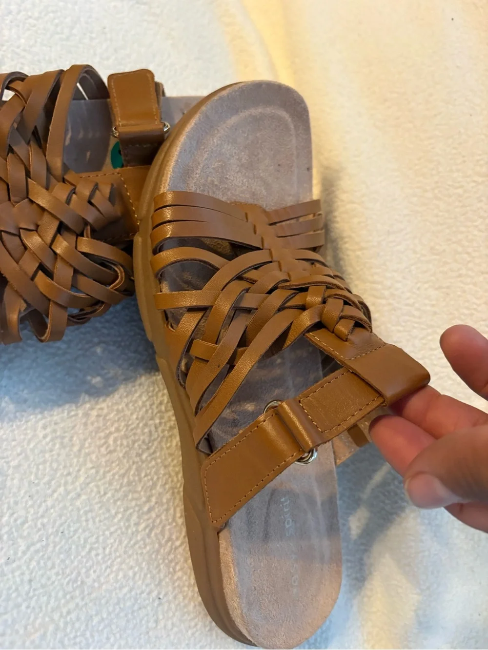Easy Spirit Woven Slide Sandals - Tan Brown